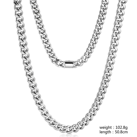 Men's Cuba Stainless Steel Necklace - NSSN911STWG-20