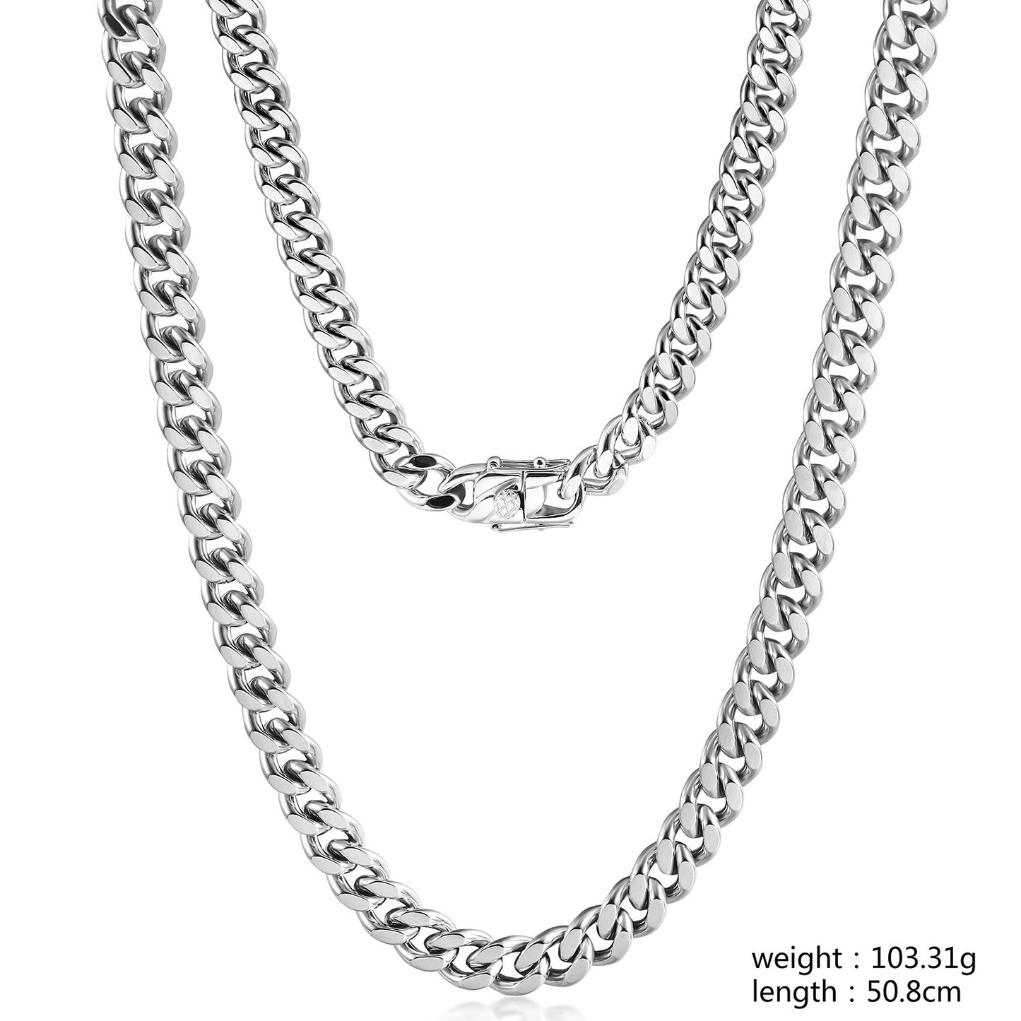Men's Cuba Silver Necklace - NSSN912STWG-20