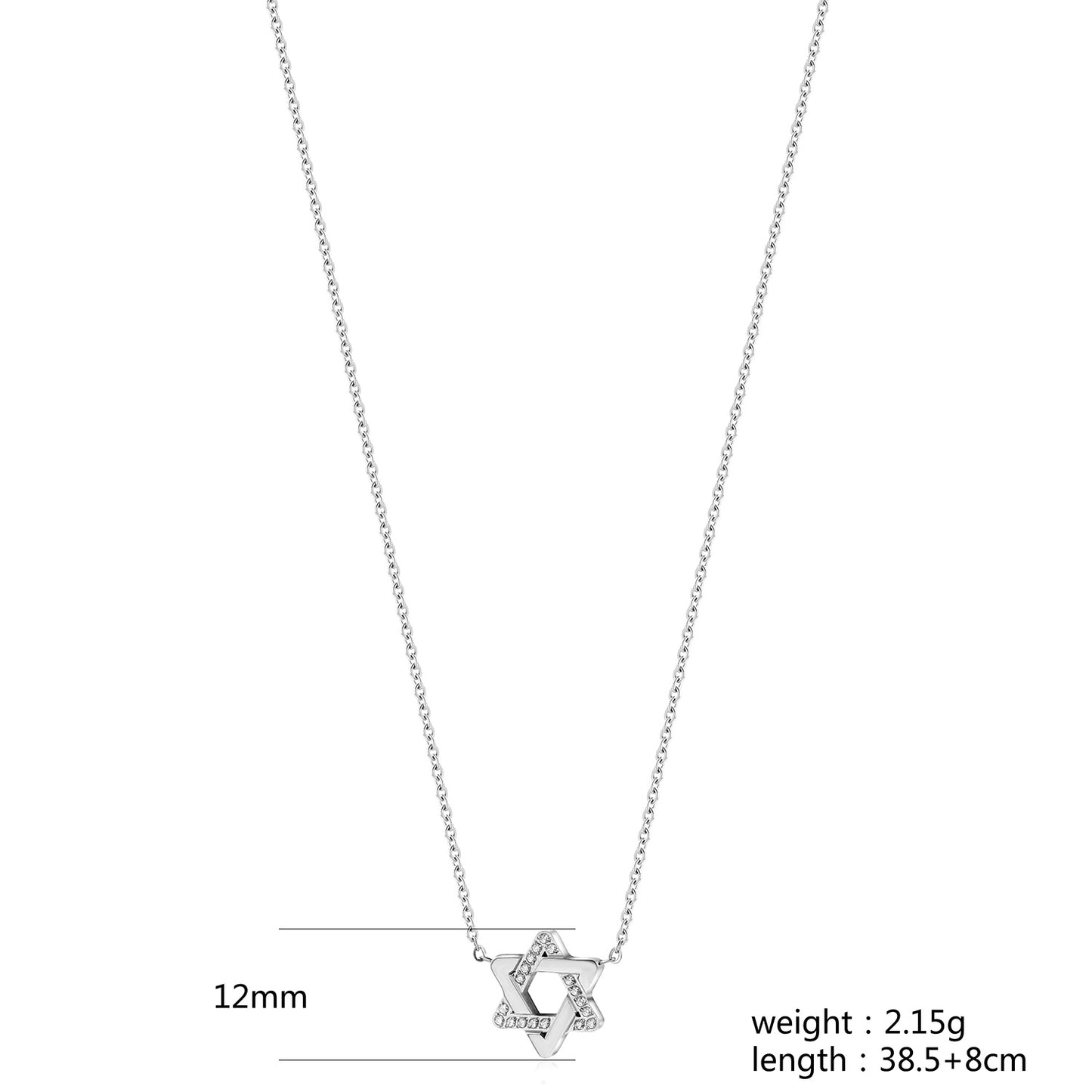 Star of David CZ Pendant Necklace - NSSN915STWG