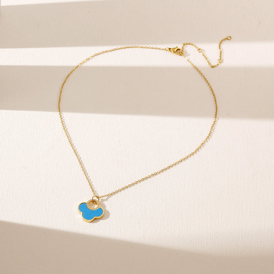 Flower Shape Pendant Necklace - NSSN924STGCBU-new