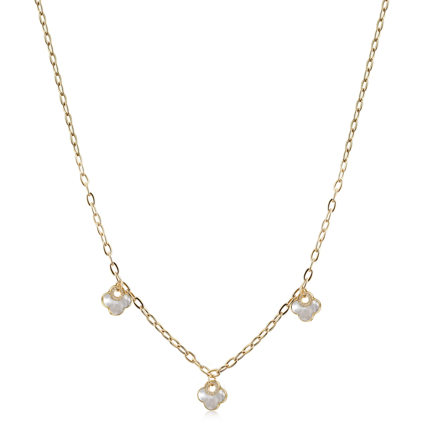 Three Flower Pendants Necklace - NSSN925STGCWT