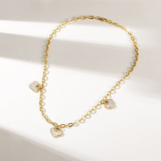 Three Flower Pendants Necklace - NSSN925STGCWT