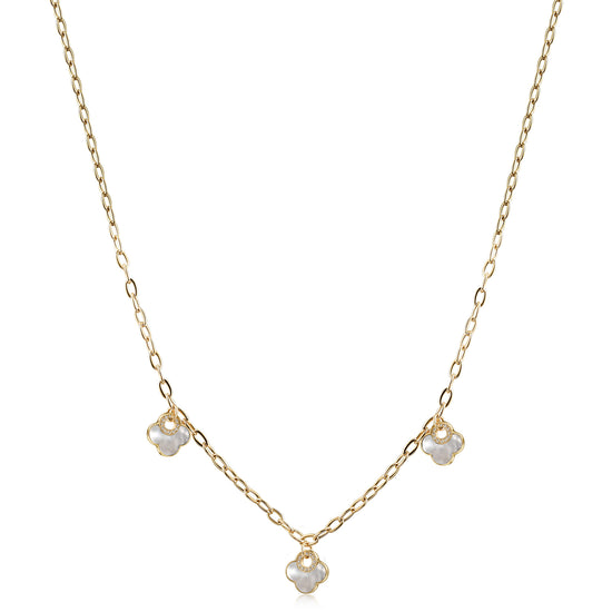 Three Flower Pendants Necklace - NSSN925STGCWT