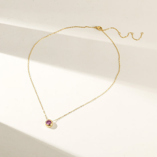 Amethyst Gold Pendant Necklace - NSSN939STGCPIZD-2