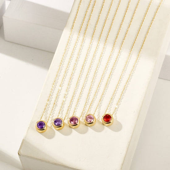 Amethyst Gold Pendant Necklace - NSSN939STGCPIZD-2