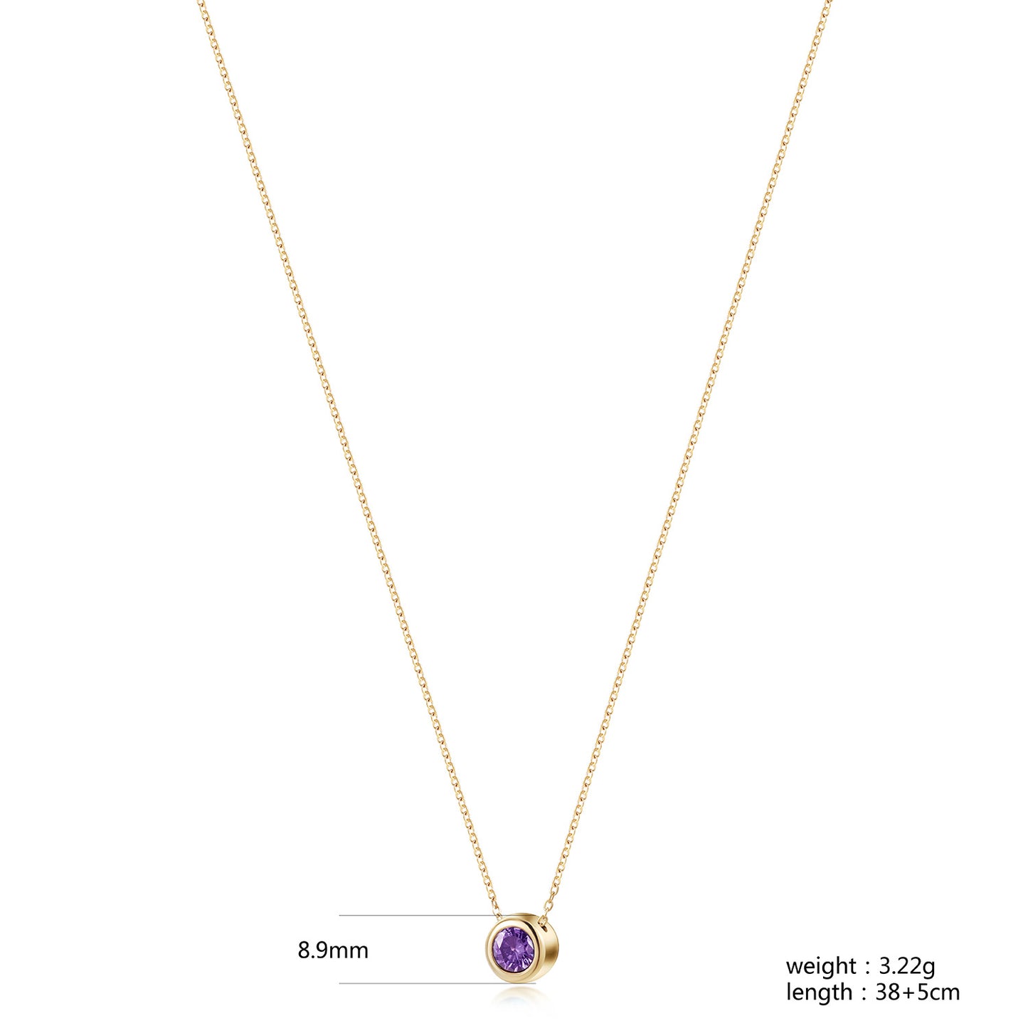 Amethys Gold Pendant Chain Necklace - NSSN939STGCVIZD-1