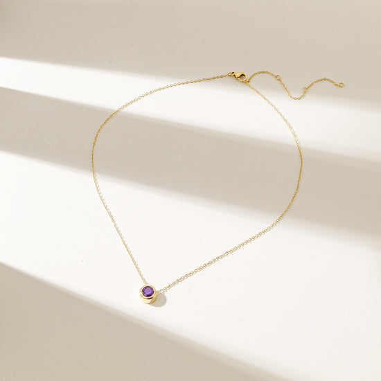 Amethys Gold Pendant Chain Necklace - NSSN939STGCVIZD-1