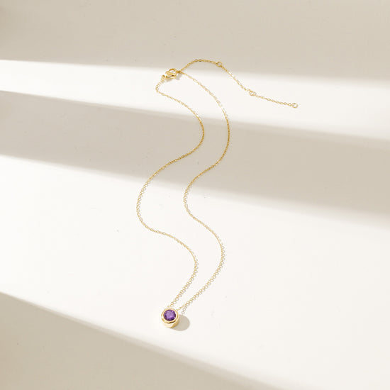 Amethys Gold Pendant Chain Necklace - NSSN939STGCVIZD-1