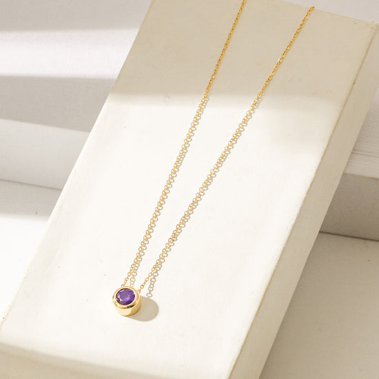 Amethys Gold Pendant Chain Necklace - NSSN939STGCVIZD-1