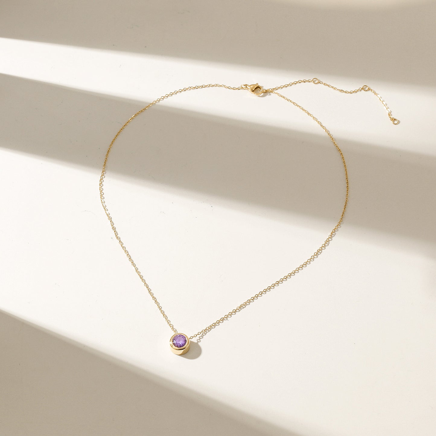Amethyst Gold Chain Pendant Necklace - NSSN939STGCVIZD-2