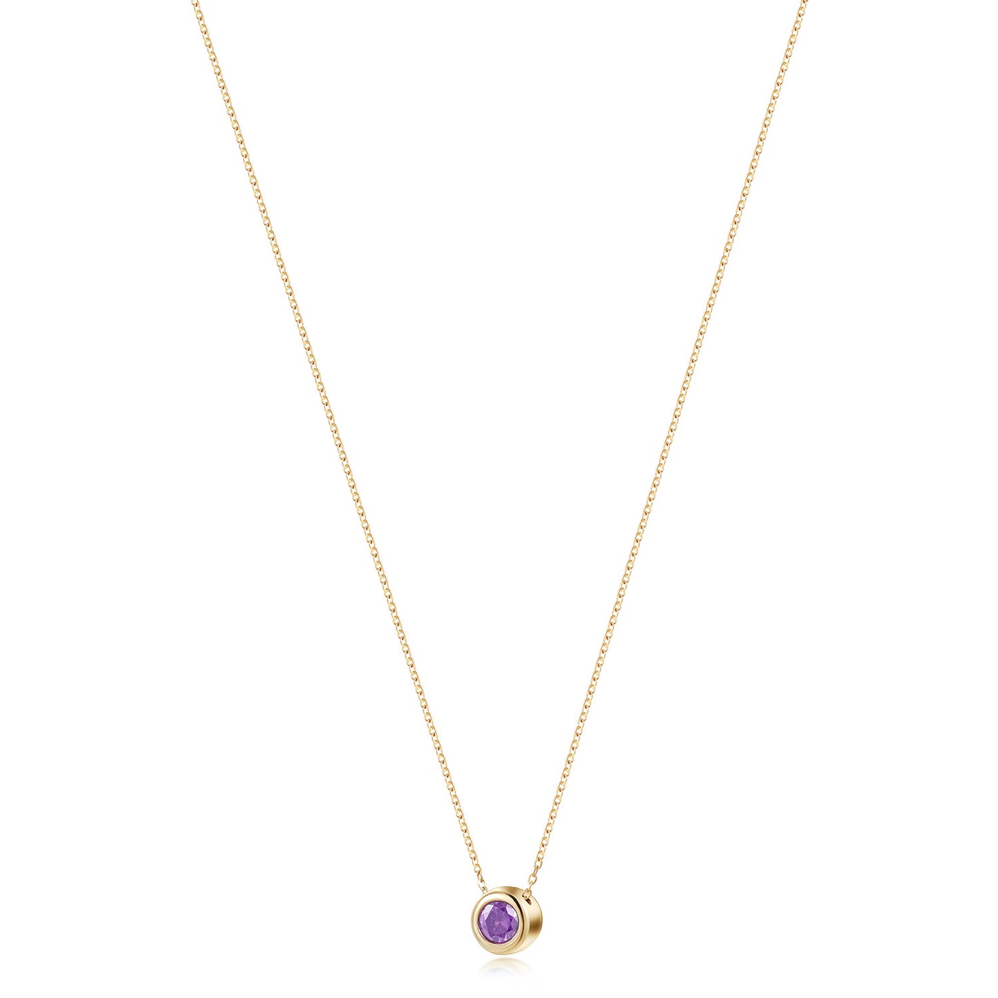 Amethyst Gold Chain Pendant Necklace - NSSN939STGCVIZD-2