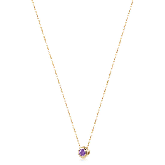 Amethyst Gold Chain Pendant Necklace - NSSN939STGCVIZD-2