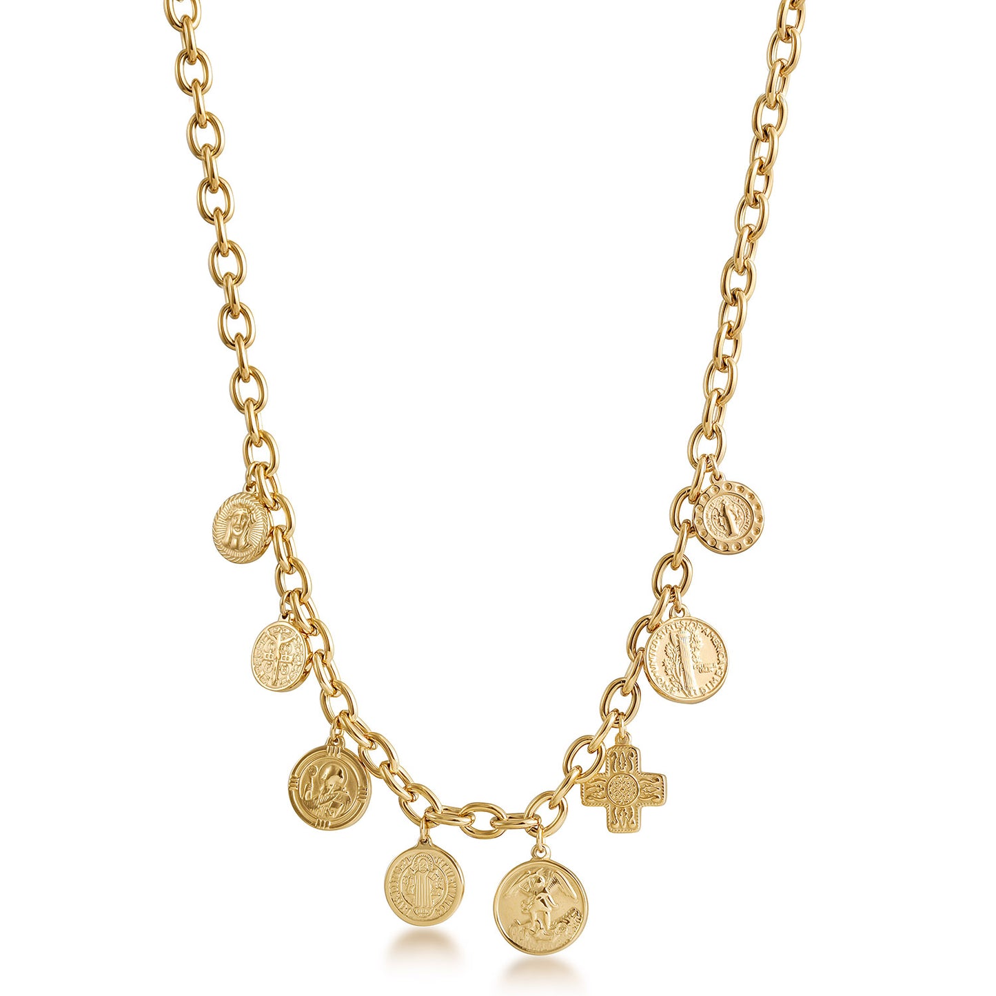 Gold Coin Pendants Necklace - NSSN944STGC