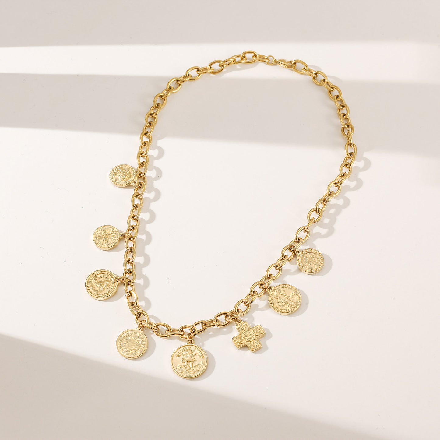 Gold Coin Pendants Necklace - NSSN944STGC
