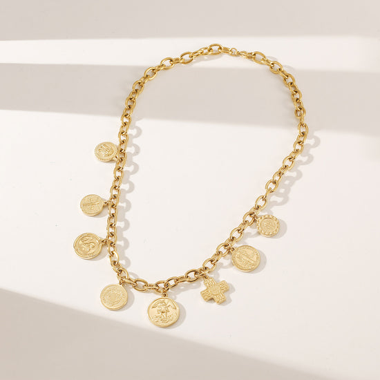 Gold Coin Pendants Necklace - NSSN944STGC