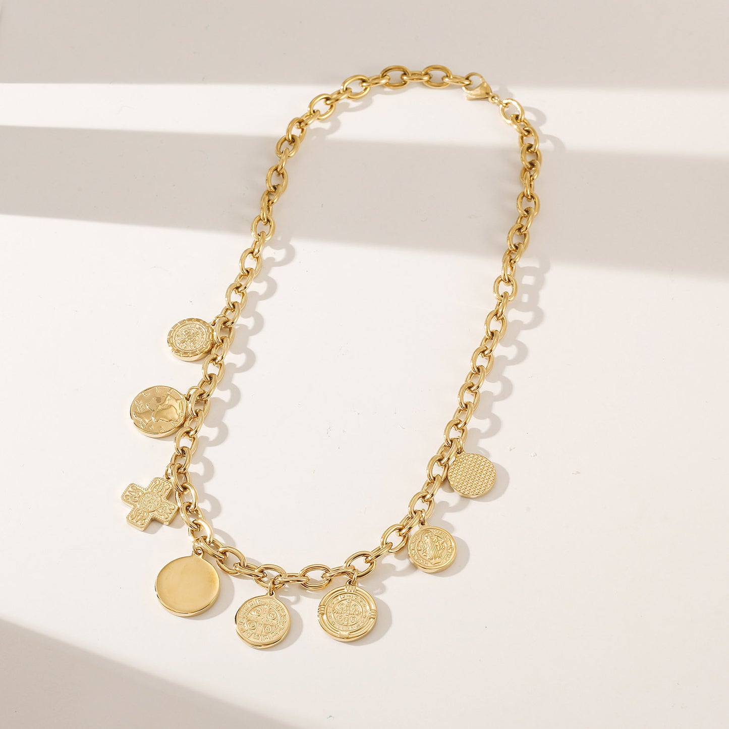 Gold Coin Pendants Necklace - NSSN944STGC