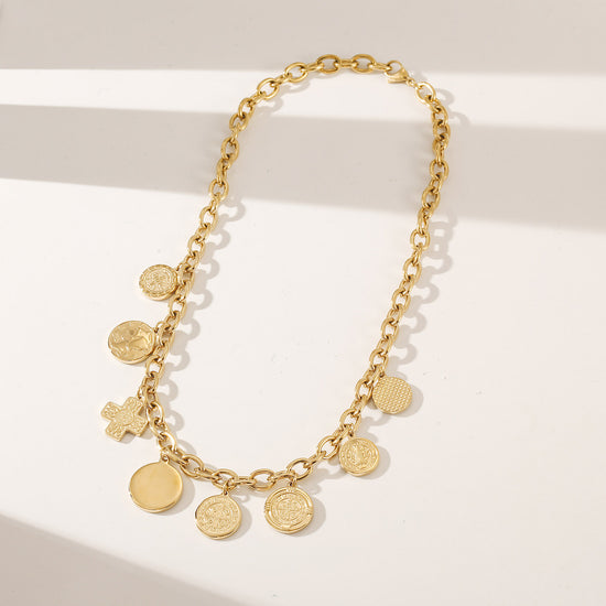 Gold Coin Pendants Necklace - NSSN944STGC