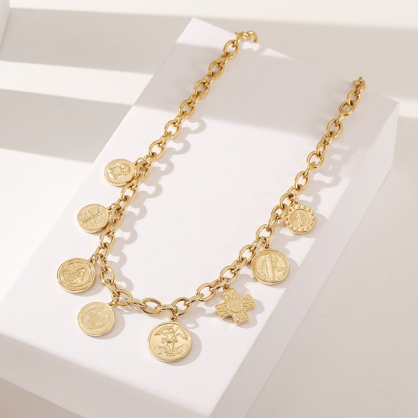 Gold Coin Pendants Necklace - NSSN944STGC