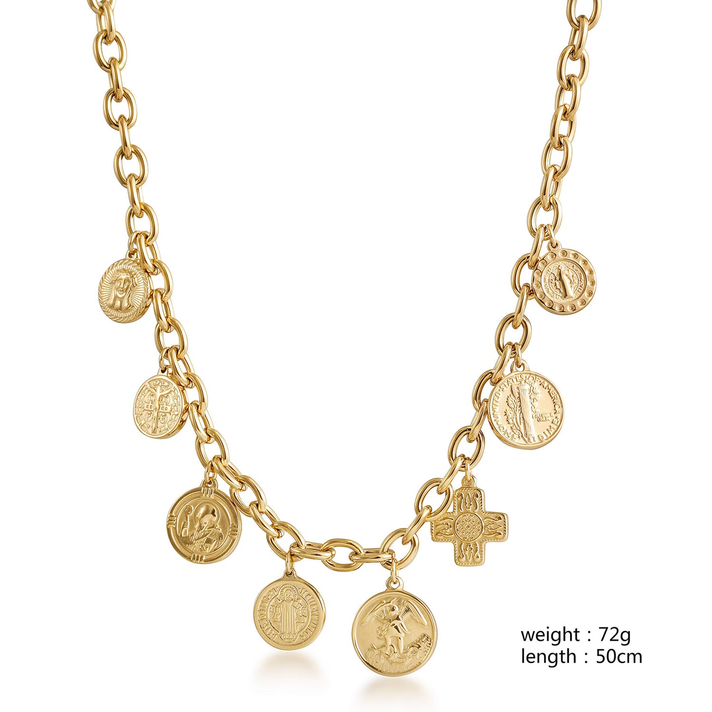 Gold Coin Pendants Necklace - NSSN944STGC