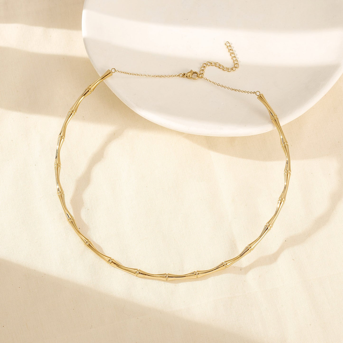 Gold Bamboo Collar Necklace - NSSN946STGC