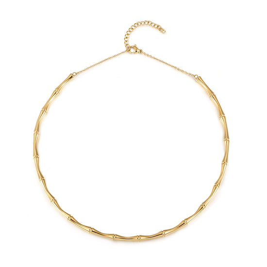 Gold Bamboo Collar Necklace - NSSN946STGC