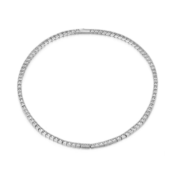 Small Square Diamond Silver Necklace - NSSN948STWGZD-16