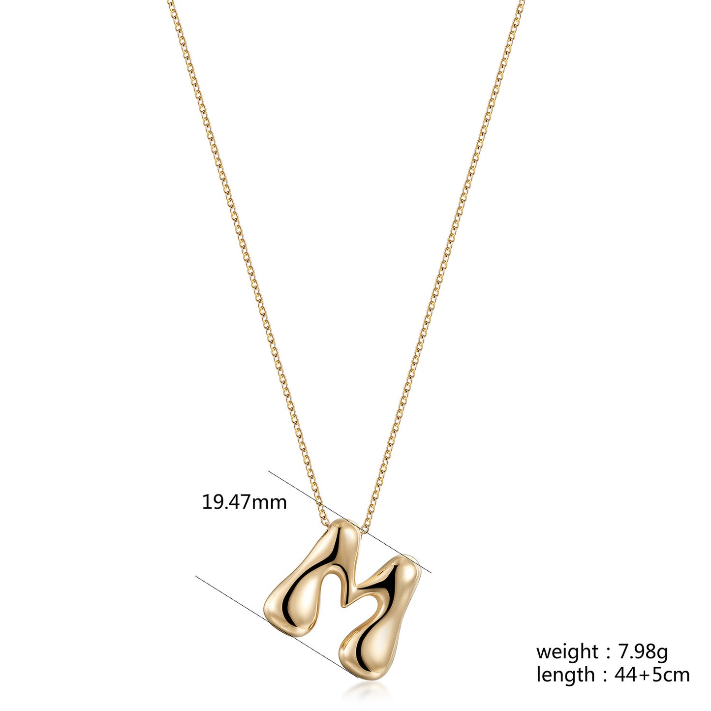 Letter M Gold Necklace - NSSN949STGC-M
