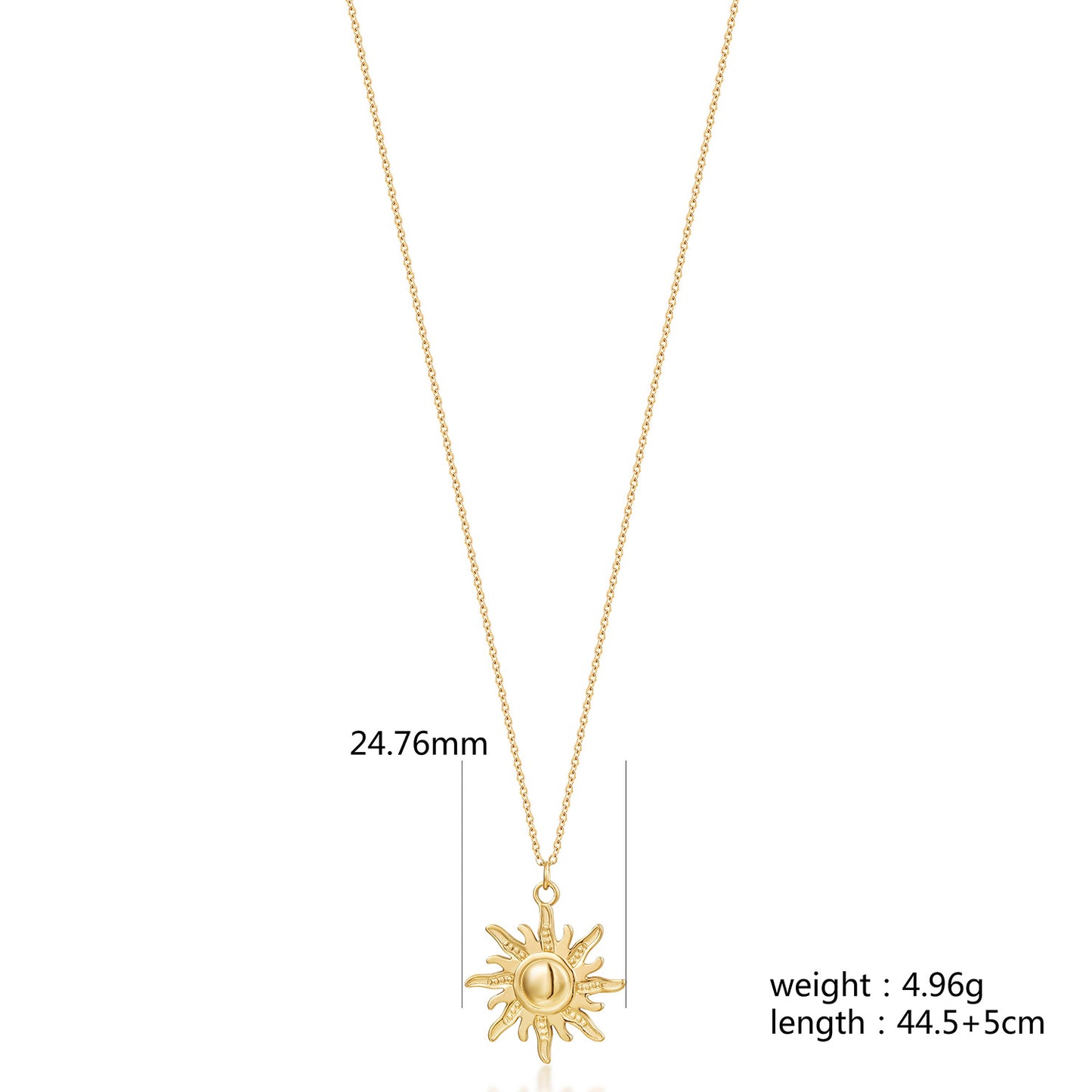 Sun Gold Pendant Necklace-NSSN953STGC