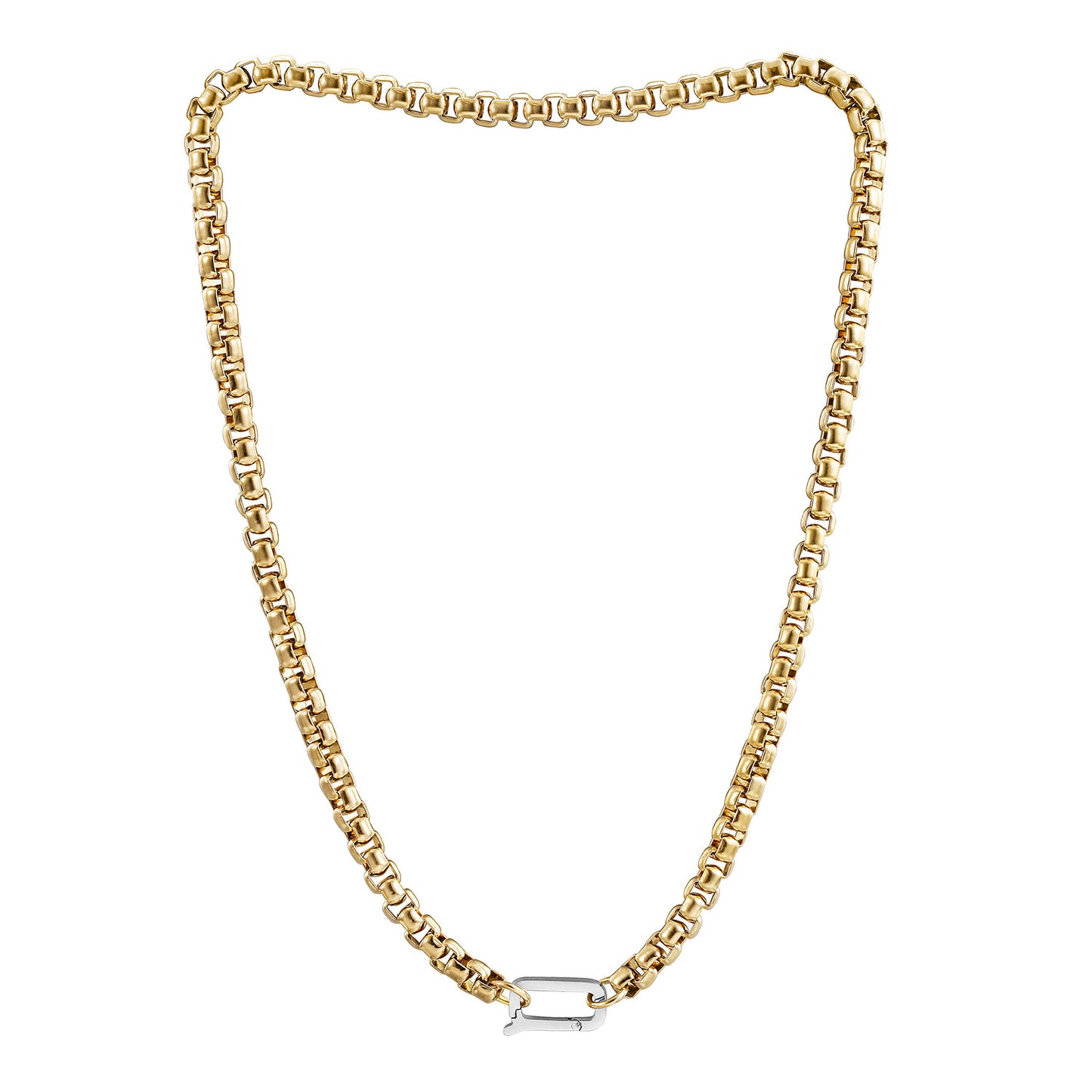Carabiner Gold Chain Necklace-NSSN955STGC-L-18.5
