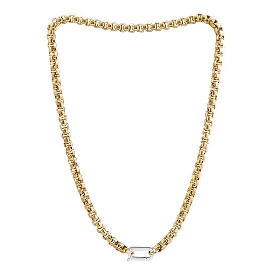 Carabiner Gold Chain Necklace-NSSN955STGC-L-18.5