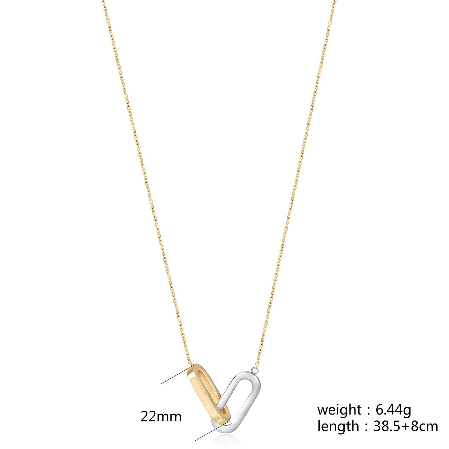 Gold and silver buckles Pendant Necklace-NSSN957STMC