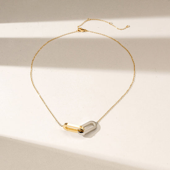 Gold and silver buckles Pendant Necklace-NSSN957STMC