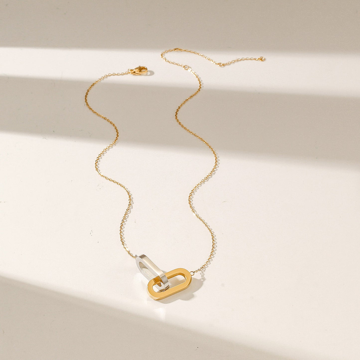 Gold and silver buckles Pendant Necklace-NSSN957STMC