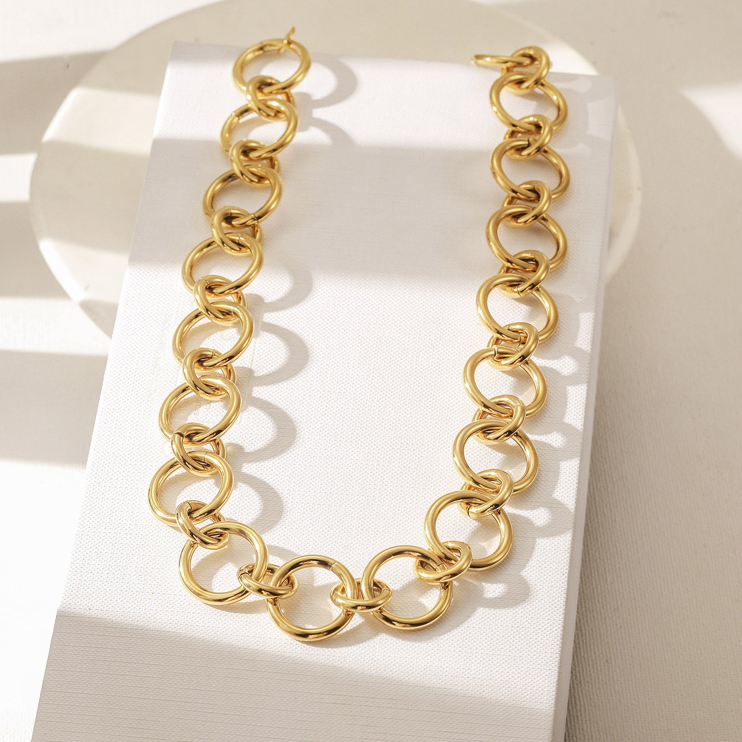 Ring Gold Necklace-NSSN961STGC-17.2