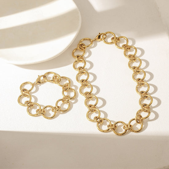 Ring Gold Necklace-NSSN961STGC-17.2