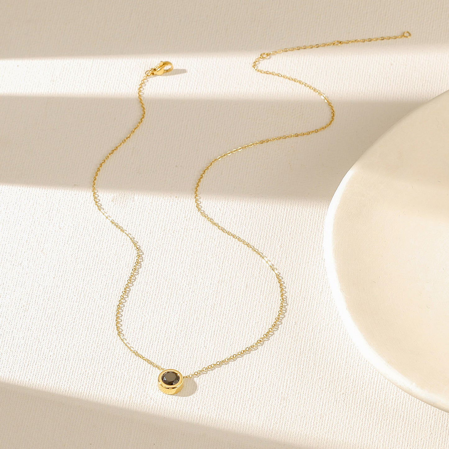 Obisdian Pendant Necklace-NSSN964STGCBKZD