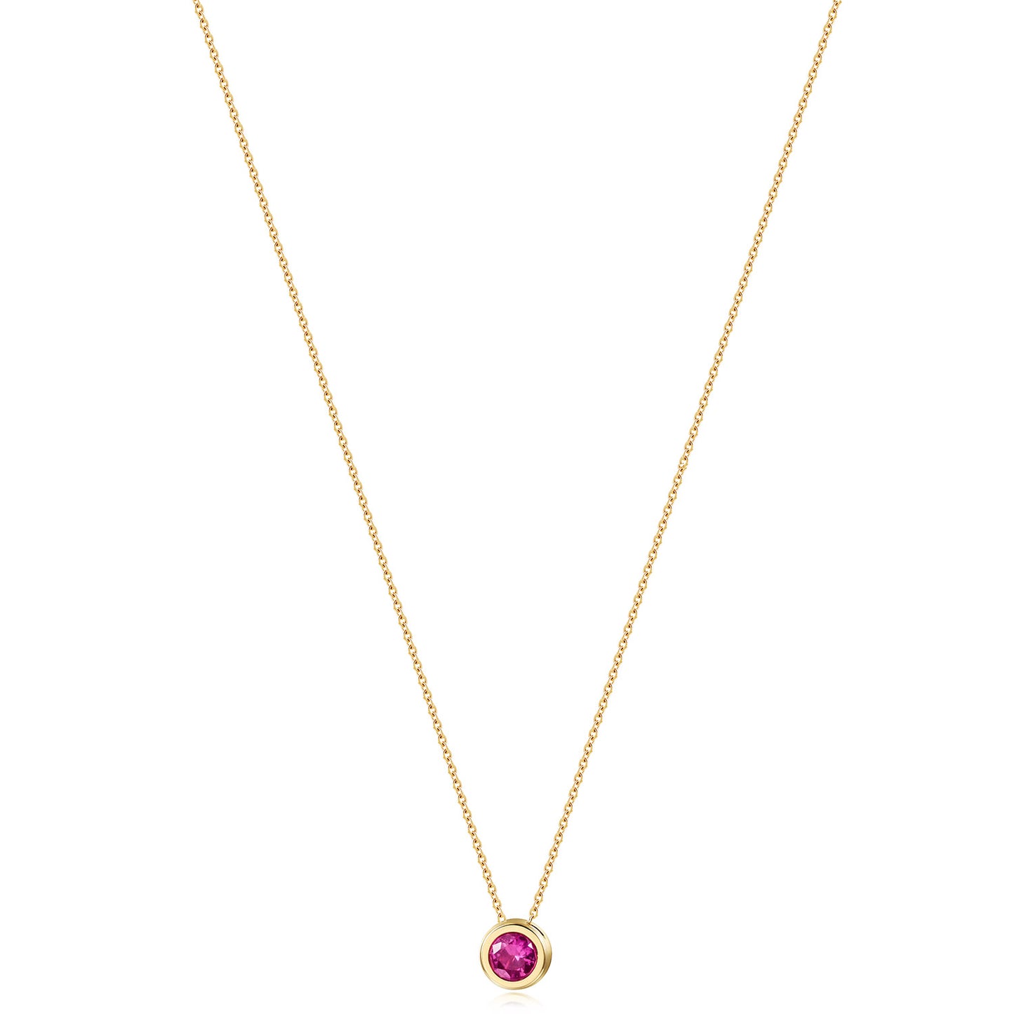 Pink Gem Pendant Necklace-NSSN964STGCVIZD