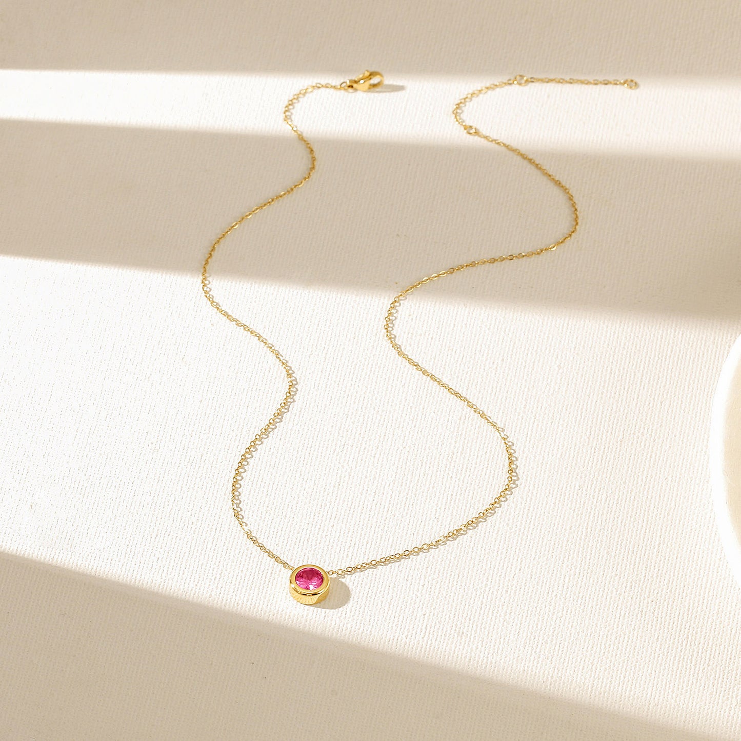 Pink Gem Pendant Necklace-NSSN964STGCVIZD