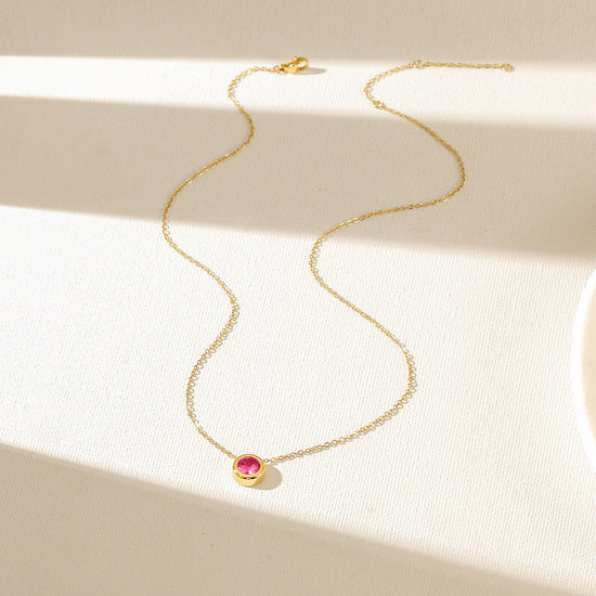 Pink Gem Pendant Necklace-NSSN964STGCVIZD