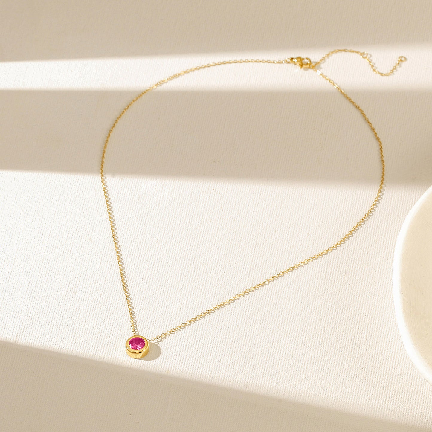 Pink Gem Pendant Necklace-NSSN964STGCVIZD