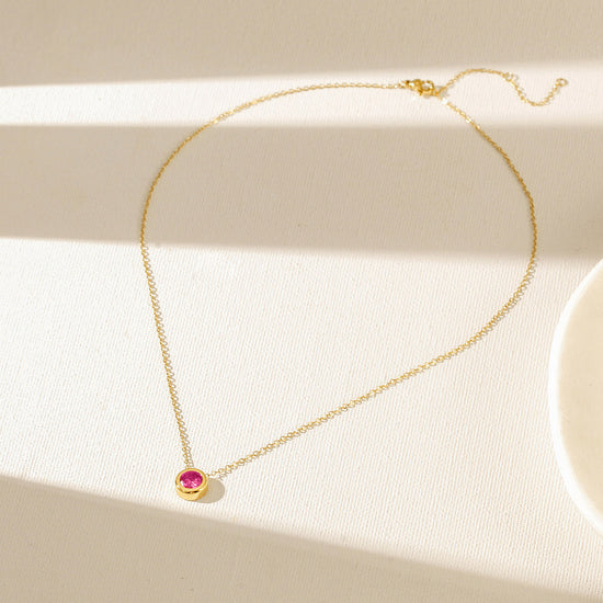 Pink Gem Pendant Necklace-NSSN964STGCVIZD