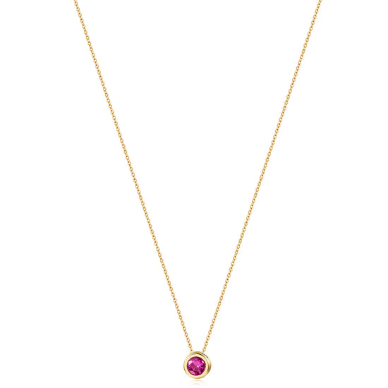 Pink Gem Pendant Necklace-NSSN964STGCVIZD