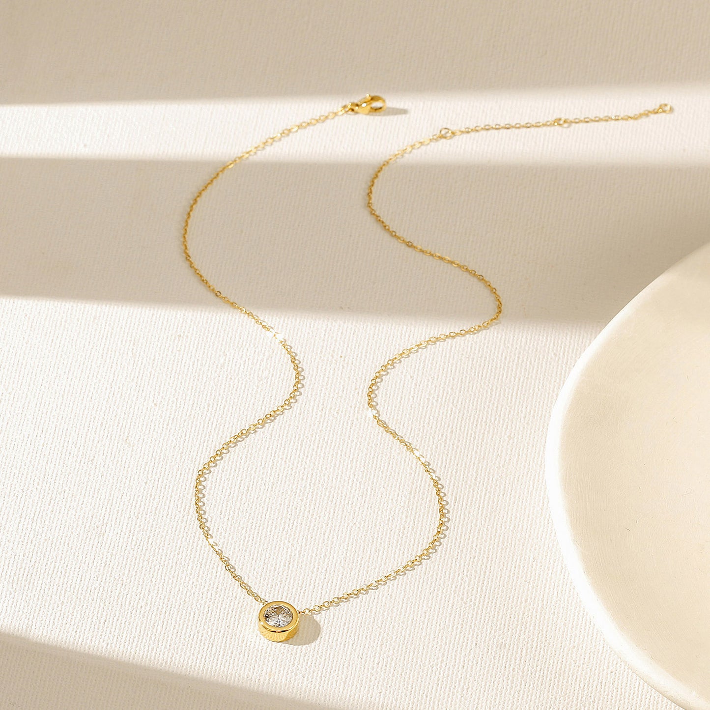 CZ Pendant Necklace-NSSN964STGCWTZD