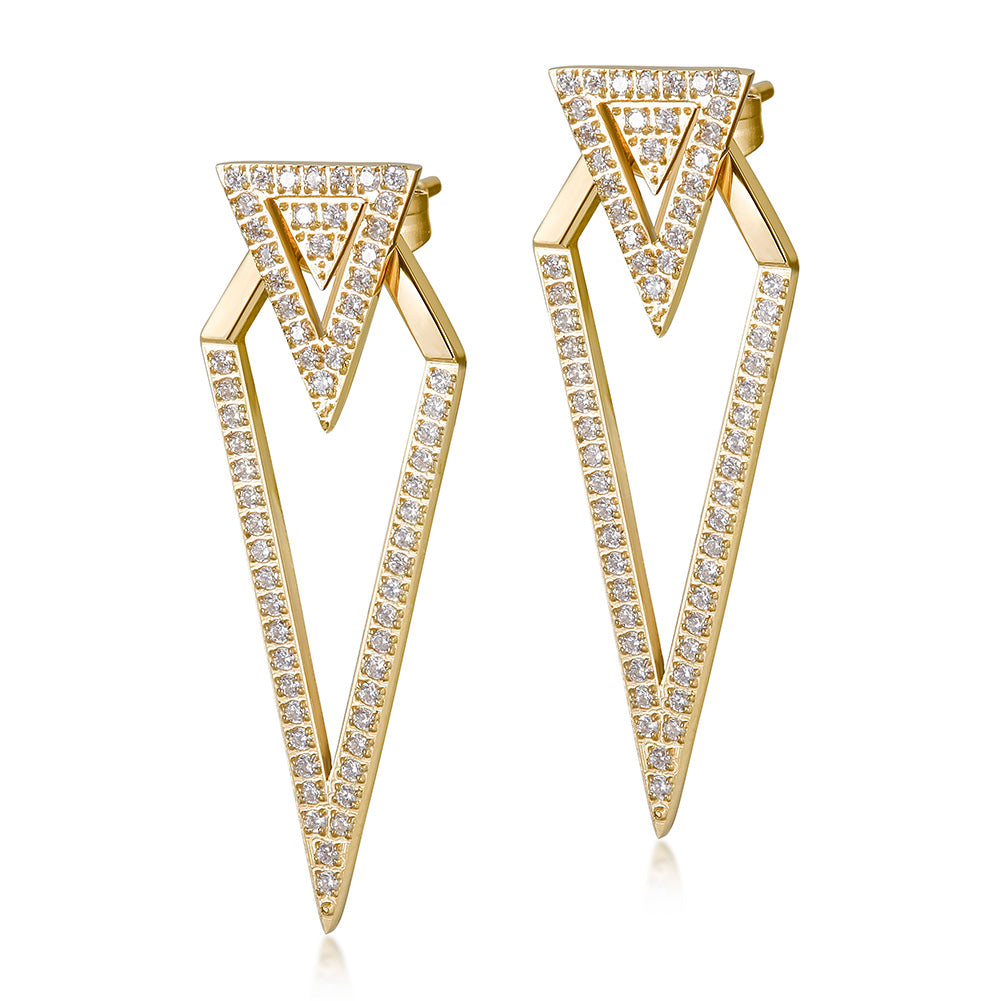 Triangular zircon earrings-SCE112STGC