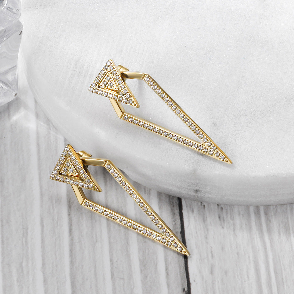 Triangular zircon earrings-SCE112STGC