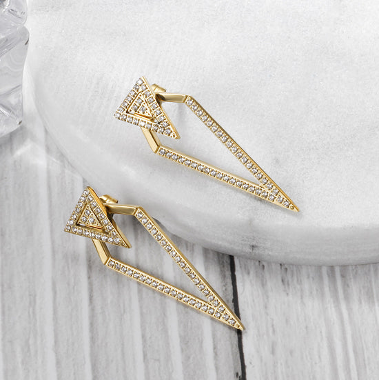 Triangular zircon earrings-SCE112STGC