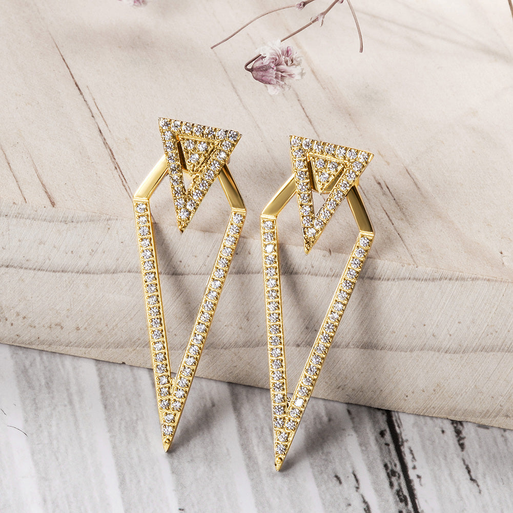 Triangular zircon earrings-SCE112STGC