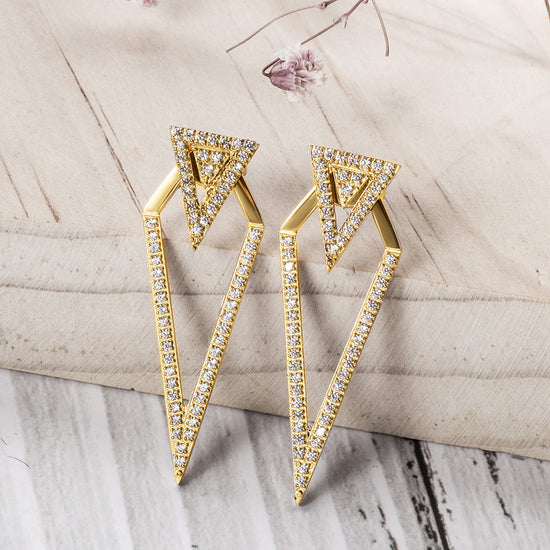 Triangular zircon earrings-SCE112STGC