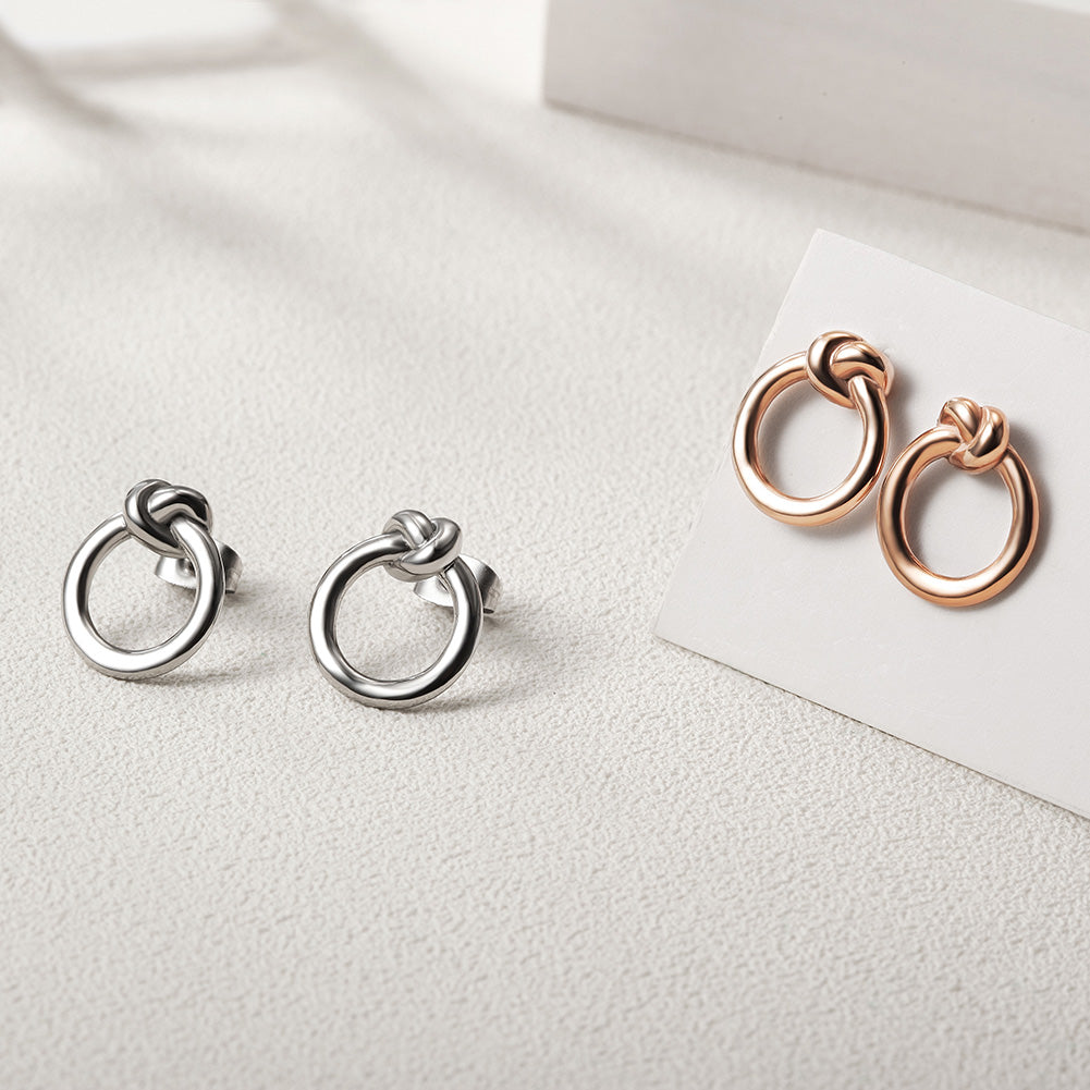 Round Fried Dough Twists Earrings-SCE220ST