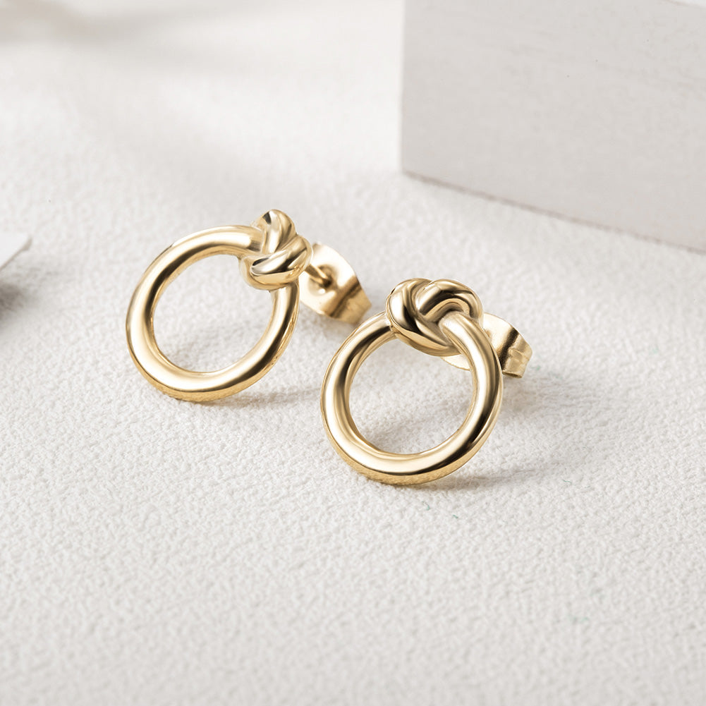 Round Fried Dough Twists Earrings-SCE220ST